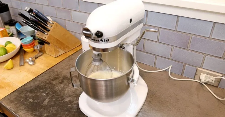 Whipping cream in stand mixer