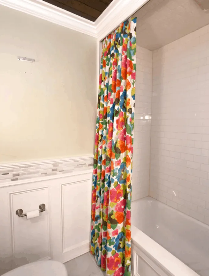 DIY Colorful Shower Curtains (In A Watercolor Floral Fabric)